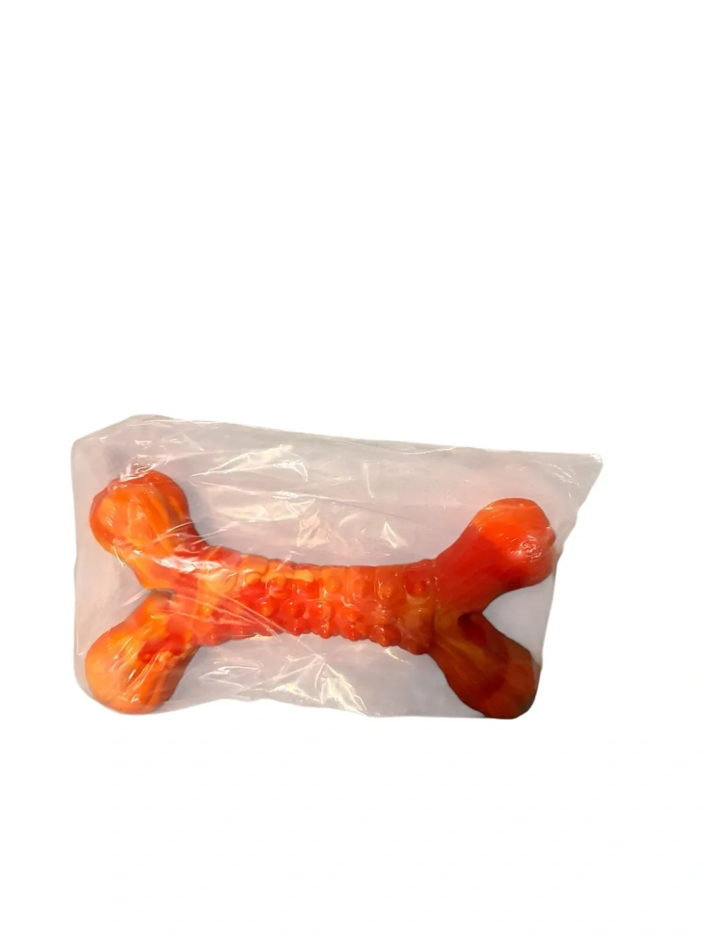 NWT- Orange Dog Chew Bone Toy - Durable Textured Chew
